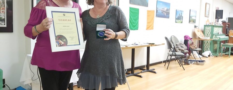 Siobhan Lynch presented Comhaltas Ceoltóirí Éireann Service Award